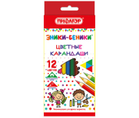 Карандаши цветные ПИФАГОР "ЭНИКИ-БЕНИКИ", 12 цветов, шестигранные, натуральное дерево, 181346