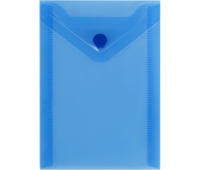Папка-конверт на кнопке СТАММ А6 (105*148мм), 150мкм, пластик, прозрачная, синяя, ММ-31721, 370526