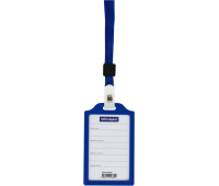 Бейдж вертикальный OfficeSpace, 63*110мм (размер вставки 55*85мм), жесткий каркас, синий, без держателя 344585