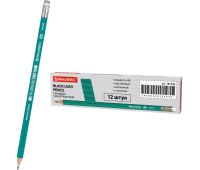 Карандаш чернографитный BRAUBERG, 1 шт., "Grass", НВ, с резинкой, пластиковый, корпус зеленый, 181326
