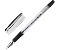 Ручка шариковая масляная с грипом BRAUBERG "i-Rite GT", ЧЕРНАЯ, корпус прозрачный, узел 0,7 мм,143301