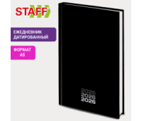 Ежедневник датированный 2026 145х215 мм, А5, STAFF, ламинированная обложка, "Black style", 117325