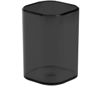 Подставка-стакан СТАММ "Фаворит", пластиковая, квадратная, тонированная черная, ПС-30579, 351585