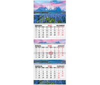 Календарь квартальный 2026 г., 3 блока, 3 гребня, бегунок, мелованная бумага, BRAUBERG EXTRA, "Люпины", 116825