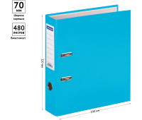 Папка-регистратор OfficeSpace, 70мм, бумвинил, с карманом на корешке, бирюзовая