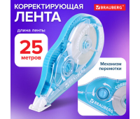 Корректирующая лента BRAUBERG MAXI PLUS, 5 мм х 25 м, механизм перемотки, корпус голубой, блистер, 272500