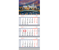 Календарь квартальный 3 бл. на 3 гр., 295*700 мм BG Standard "Москва", с бегунком, 2026г., 380977