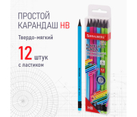 Набор карандашей чернографитных BRAUBERG "ULTRA COLOR" HB, с ластиком, пластиковые, 181710