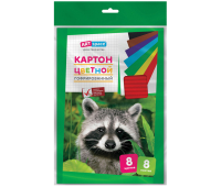 Картон цветной А4, ArtSpace, 8л., 8цв., гофрированный, в пакете с европодвесом, 255838