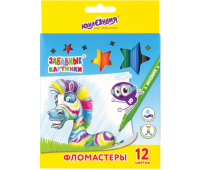 Фломастеры ЮНЛАНДИЯ 12 цветов, "ЗАБАВНЫЕ КАРТИНКИ", вентилируемый колпачок, картон, 151678