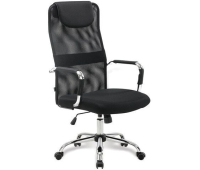 Кресло офисное BRABIX "Fit EX-514", с подголовником, хром, черное, 531949