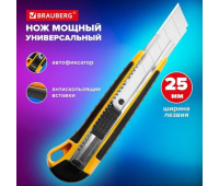 Нож универсальный мощный, 25 мм, BRAUBERG EXTRA, автофиксатор, резиновые вставки, 238731