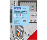 Обложка А4 OfficeSpace "Глянец" 250г/кв.м, красный картон, 100л. 222481