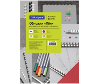 Обложка А4 OfficeSpace "Лен" 250г/кв.м, красный картон, 100л. 222485