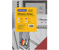 Обложка А4 OfficeSpace "Кожа" 230г/кв.м, красный картон, 100л. 222495