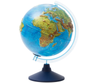 Глобус физико-политический рельефный Globen, 25см, интерактивный, с подсветкой от батареек на круглой подставке 281840