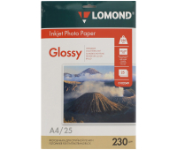 Фотобумага А4 для стр. принтеров Lomond, 230г/м2 (25л) глянцевая односторонняя 107013