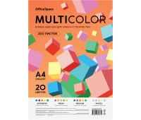 Бумага цветная OfficeSpace "Multicolor", A4, 80 г/м2, 200л., (20 цветов) 381277