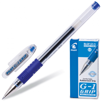 Ручка гелевая синяя с резиновым упором, толщина письма 0,3 мм PILOT "G-1 GRIP" BLGP-G1-5 (140200)