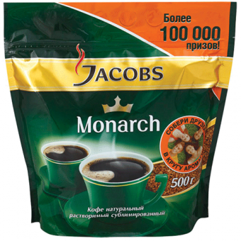Кофе растворимый JACOBS MONARCH  500 г, сублимированный, мягкая упаковка (620240)/175462
