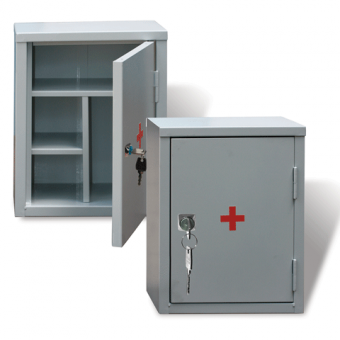 Шкафчик-аптечка металический 380*300*160 мм, навесной, внутреняя перегородка, ключевой замок 290334