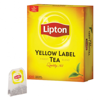 Чай LIPTON Yellow label, черный, 100 пакетиков с ярлычками по 2 г (620001)/159089