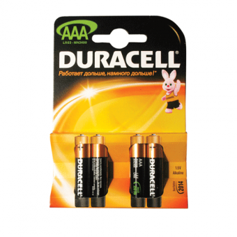 Батарейки DURACELL BASIC AAA 1,5V, LR3  КОМПЛЕКТ 4шт, алкалиновые (450403/111690) 276585