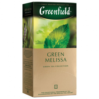 Чай GREENFIELD "Green Melissa", зеленый, 25 пакетиков в конвертах по 1,5 г (620064)