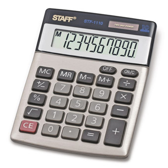 Калькулятор STAFF STF-1110, 10 разрядов, настольный, двойное питание, 140х105мм, 250117