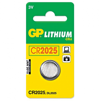Батарейка GP Lithium, CR2025, литиевая, 1 шт., в блистере (отрывной блок), CR2025-7CR5 454100/216801