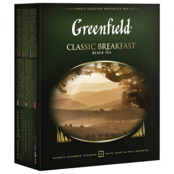 Чай  GREENFIELD "Classiс Breakfast", черный, 100 пакетиков в конвертах по 2 г (620215)/159087