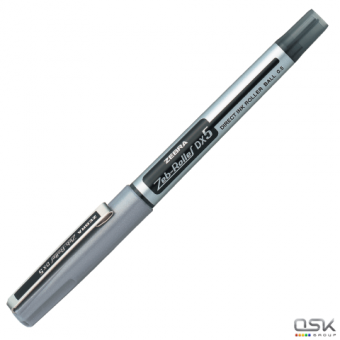Ручка роллер ZEBRA "Zeb-Roller DX5", корпус серебристый, толщ.письма 0,5мм, черная, EX-JB2-BKОЗ 141483