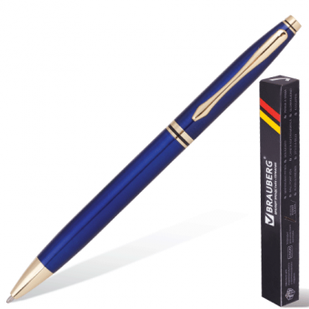 Ручка шариковая бизнес-класса , корпус синий, золот. детали, BRAUBERG "De luxe Blue" 141412, синяя
