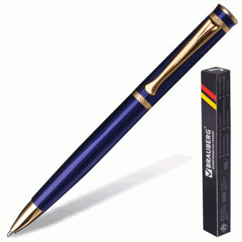 Ручка шариковая бизнес-класса, корпус синий, золот. детали,  BRAUBERG "Perfect Blue" 141415, синяя