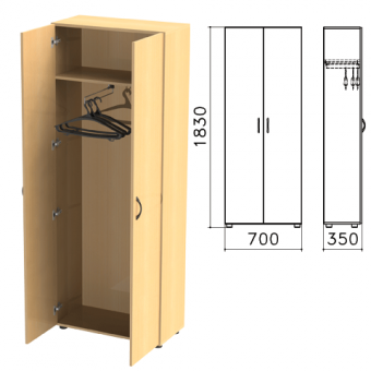 Шкаф для одежды "Канц" ШК40.10, 2 отделения, (ш700*г350*в1830 мм), ЛДСП, цвет бук 640051