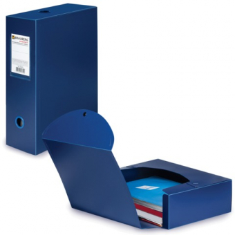Короб архивный, пластик, 10 см (на 900л.), разборный, синий, 0,9мм, BRAUBERG "Energy" 235375