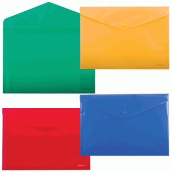 Папка-конверт с кнопкой непрозрачная, цвет ассорти ERICH KRAUSE 2932 (223093)