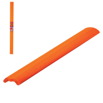 Цветная бумага крепированная флуоресцентная, растяжение до 25%, 22 г/м2, BRAUBERG, рулон, оранжевая, 50х200 см, 127932