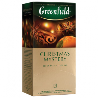 Чай GREENFIELD "Christmas Mystery" (Таинство Рождества), черный с корицей, 25 пак. по 1,5г, 620382