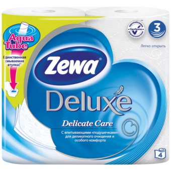 Бумага туалетная ZEWA Delux, 3-х слойная, спайка 4шт.х20,7м, белая, 3228, ш/к 13369, 126248