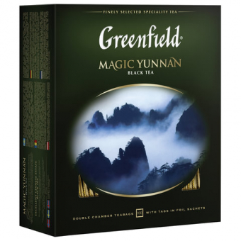 Чай GREENFIELD "Magic Yunnan" (Волшебный Юньнань), черный, 100 пакетиков в конвертах по 2г, ш/к05831 620390/809744/260726