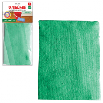 Тряпка для мытья пола ЛАЙМА "Стандарт", 50*60см, плотная микрофибра, зеленая, 601251