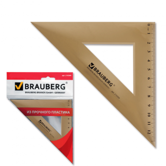Треугольник BRAUBERG 45*16,5см, тонированный, прозрачный, упаковка с европодвесом, 210304