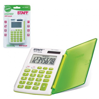Калькулятор STAFF STF-6238, 8 разрядов, карманный, двойное питание, 104х63мм, 250283