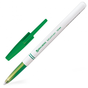 Ручка шариковая BRAUBERG офисная, толщ.письма 1мм, 141511, зеленая