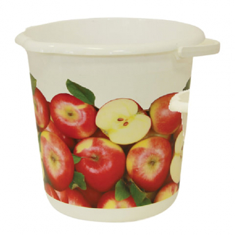 Ведро 10 л, без крышки, "Яблоки", пластиковое, пищевое, цвет белый с рисунком, IDEA, М 2426, 602546