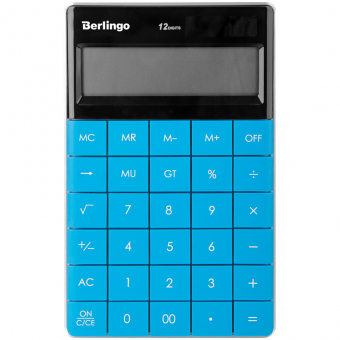 Калькулятор настольный Berlingo "PowerTX", 12 разр., двойное питание, 165*105*13мм, синий 235264