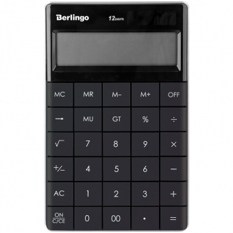 Калькулятор настольный Berlingo "PowerTX", 12 разр., двойное питание, 165*105*13мм, антрацит 243785