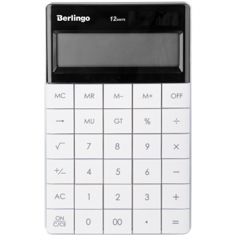Калькулятор настольный Berlingo "PowerTX", 12 разр., двойное питание, 165*105*13мм, белый 235263