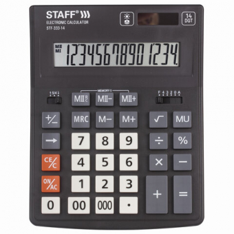 Калькулятор STAFF PLUS настольный STF-333, 14 разрядов, двойное питание, 200x154 мм 250416